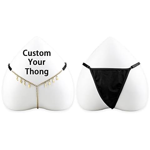 Women's G-string Custom Thongs Panties Custom Rhinestone Charm Letters Waist Chain Sexy Thong See Through Panties Cover