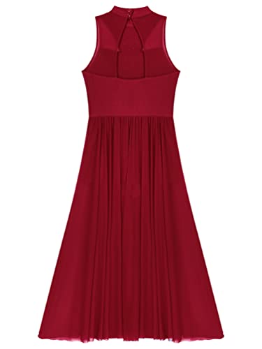 Hulija Women Lyrical Dance Costumes Shiny Sequin Dance Dresses Contemporary Dance Costumes Flowy Balllet Dance Leotard Burgundy Small #TOP4