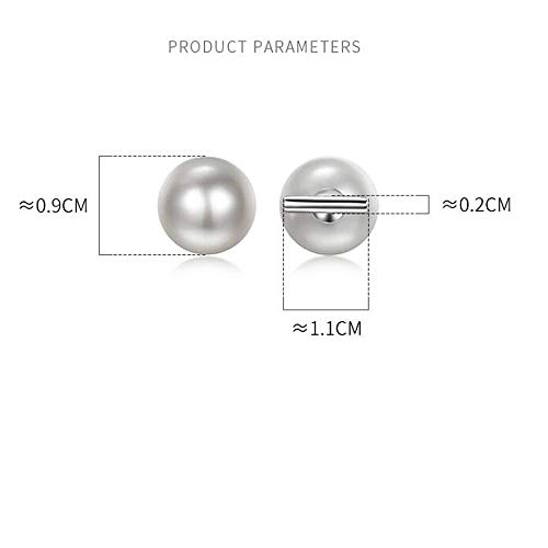 Mini Bar Pearl Ball Stud Earrings For Women Girls 925 Sterling Silver Dainty Tiny Small White Imitation 9Mm Pearls Double Sided Front Back Cuff Cartilage Jacket Hypoallergenic Piercing Jewelry #TOP5