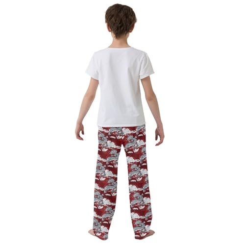 Dragon Clouds Boys Long Pants Soft Trousers Elastic Waist Kids Lounge Bottoms with Pockets S-XL3