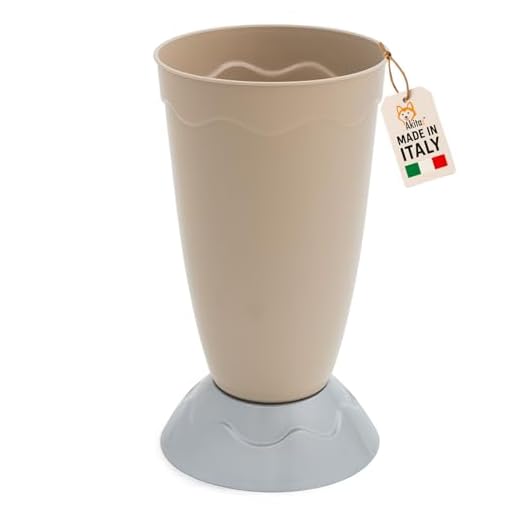 AKITAInk Portaombrelli Vulcano 27x27x50,5 cm Tortora | Plastica Resistente con Decoro a Onde | Design Moderno per Casa e Ufficio