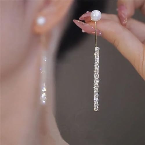 Long Tassel Pearl Dangle Earrings Crystal Bow Earrings Luxury Full Rhinestone Gold Drop Earrings Wedding Party Jewelry Gift for Women3