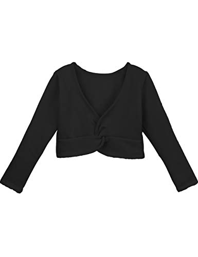 Daydance Suéter de bailarina com mangas compridas para meninas, Black-fleeced, Large