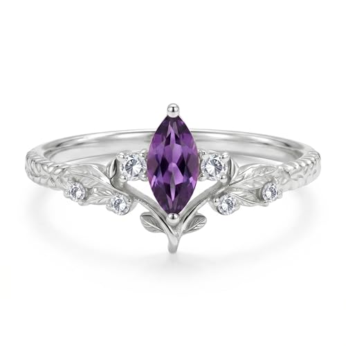 Reaii Natural Amethyst Rings 925 Sterling Silver Oval Shape Real