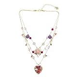 Betsey Johnson Womens Heart Woven Charms Layered Necklace