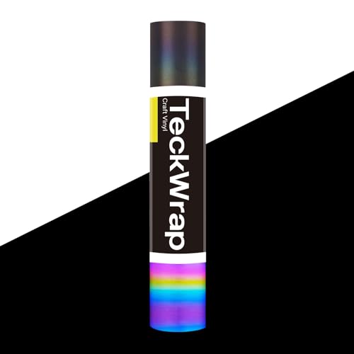 TECKWRAP Black Holographic Reflective Adhesive Vinyl Flashlight Sensitive Vinyl for DIY Craft Cutters, Signs, Scrapbooking, 1ftx5ft