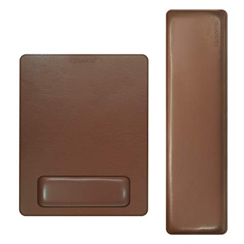 Großes Mauspad mit Handballenauflage und Tastatur-Handballenauflage, ergonomischer PU-Leder- und Memory-Foam-Unterstützung, (braun) Cover