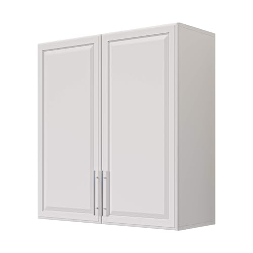 NEWOWNDS Laundry Room Cabinet 30’’x12’’x32’’, Kitchen Cabinet Wall Cabinets with Adjustable Shelves, Wall Cabinet Storage, Utility Cabinets for Laundry Room, White Wall Cabinet with Shaker Door, White