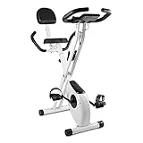 Dskeuzeew Bicicleta estática reclinable 2 en 1 con respaldo para entrenamiento en casa, con 8 niveles de resistencia ajustables, Blanco