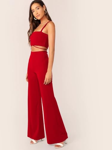 Image of Women's Two-Piece Co-ord Sets-Crop Top and Wide-Leg Pants-Stylish Casual Matching Outfits
