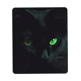 Tapis de souris de jeu avec base en caoutchouc antidérapant, motif chat noir, yeux verts, tapis de souris carré imperméable lavable pour ordinateur portable, pour la maison, le bureau, le travail,