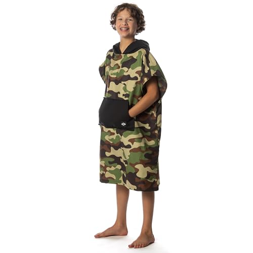 Image of Flow Changing Poncho for Kids - Microfiber Hooded Swim Towel Poncho for Boys & Girls, Perfect for Beach, Pool, or Swim - Quick Dry, Absorbent, Light Weight, and Easy to Pack (Camo, Small)