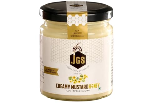 Image of JGS 100% Natural Mustard Raw Honey 250g | Pure Honey | Raw Unprocessed | Organic Pure Honey | Organic Honey | Organic, Raw, Tested, Unprocessed, Shahad | Smooth & Creamy Texture | No Added Sugars