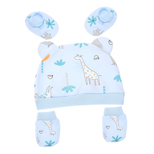PEPLAYTAL Algodón para Recién Nacido con Gorro Azul de Manoplas y Calcetines Suaves Elásticos y Transpirables para Cuidado Delicado del Niña Niña