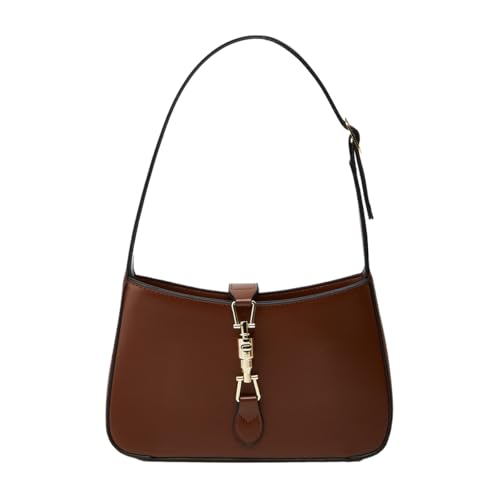Stylish Leather Shoulder Bag, Women's Fashion Handbag with Gold Hardware