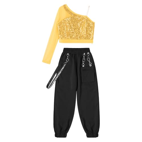 JEYPINMI Girls 2 Piece Jazz Street Dance Outfit Hip Hop Clothes Crop Top with Jogger Pants Set Tracksuit2