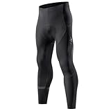 [サンティック] メンズ サイクルパンツ フリース 通気速乾 秋冬 サイクリングパンツ パッド 防寒 防風 弾力 ブラック M