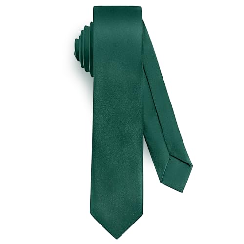 URAQT Men Ties Classic Mens Solid Satin Neck Tie Premium Pure Color Necktie with Multiple Colors Formal Neckties for Men Business Wedding Party Work Tie Green-5cm