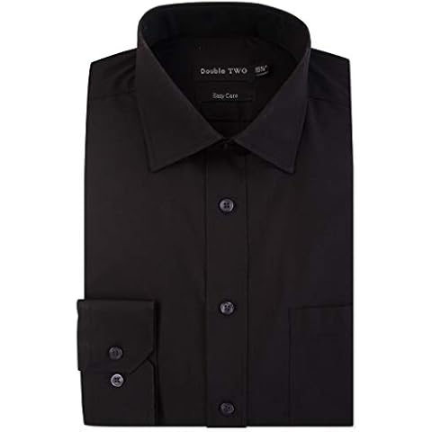 Men's Black Classic Cotton Blend Long Sleeve Shirt (Collar 17.5", Black) Cover