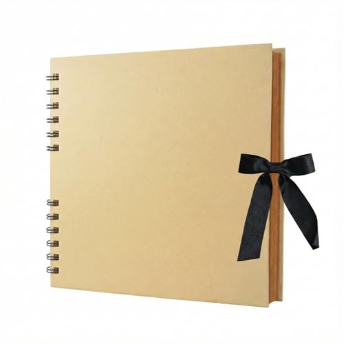 Scrapbook Album 8 x 8 Inch Scrap book 60 Brown Blank Pages Scrapbooks Hardcover Photo Album Scrapbook Kraft Paper Memory Book Traveling Birthday & Holiday Gifts.