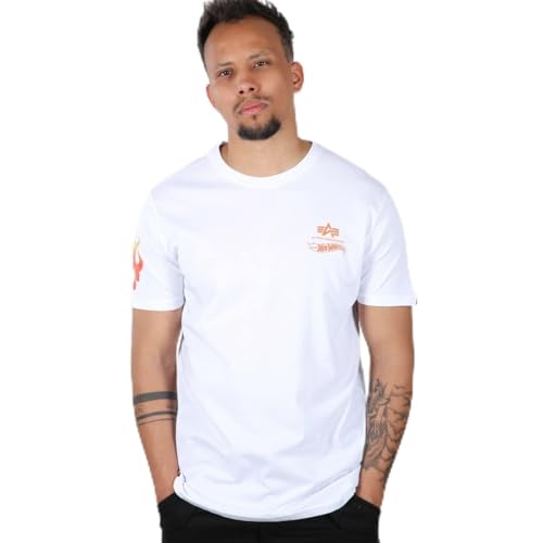ALPHA INDUSTRIES Flame T Camiseta, White, S para Hombre