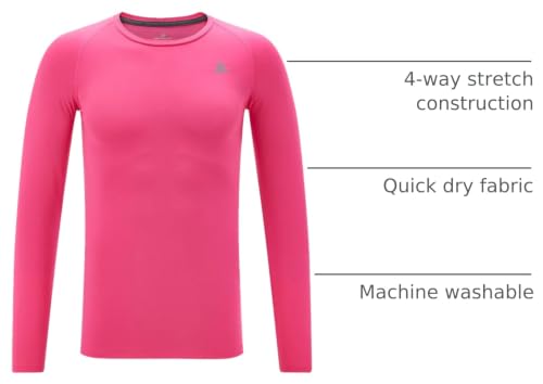 Image of DEVOROPA Youth Boys Compression Shirt Long /Short Sleeve Football Baseball Undershirt Quick Dry Kids Sports Baselayer Crewneck