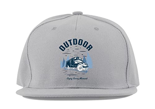 Casquette de baseball unisexe en coton gris avec visière plate Outdoor