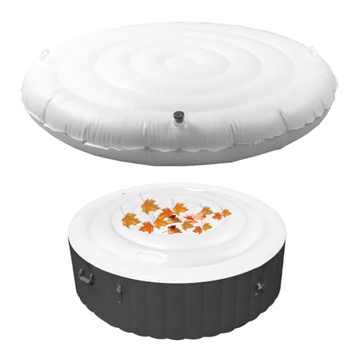Whirlpool Abdeckung Rund 165CM,Aufblasbare Poolabdeckung mit Handhaben,Verdicken Thermoabdeckung Whirlpool Rund,Faltbare Schutzregenüberlaufabdeckung für aufblasbare Whirlpools im Freien