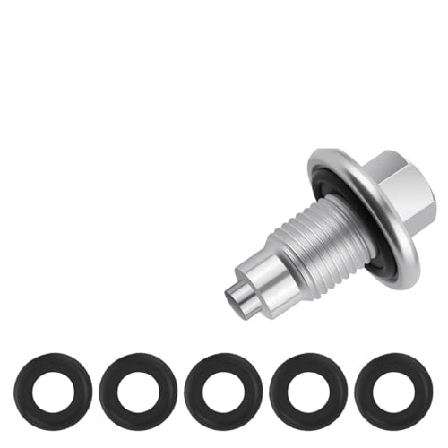 M141.5 Magnetic Oil Drain Plug Replacement OEM#90009-PY3-000/6506214AA Oil Pan Drain Plug with 5PCS Oils Drains Plugs Gasket Car Accessories Compatible with Honda/Yamaha/Audi (M141.5)