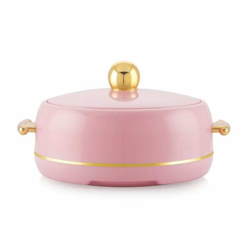 Image of Modware Atlantis Casserole 1500ml Elegant Design Premium Hot Pot, Retains Temperature for Hours, Insulated Inner Steel Casserole for Roti, Hot Box for Home, Chapati Box, Serving Bowl with Lid (Pink)