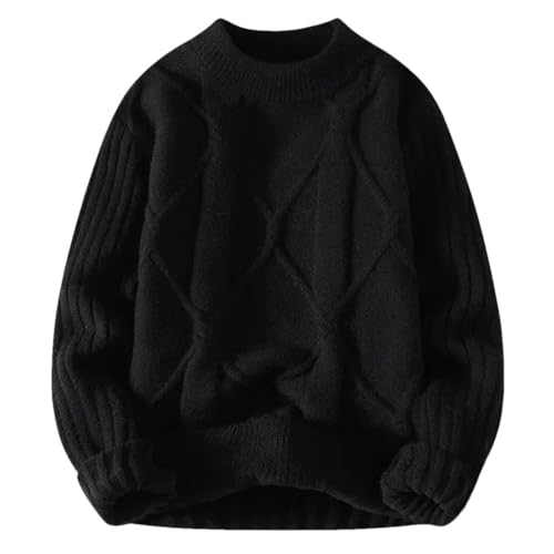 Men's Fashion Slim Fit Sweater Round Neck Long Sleeve Pullover Loose Fit Korean Style Knitted Top