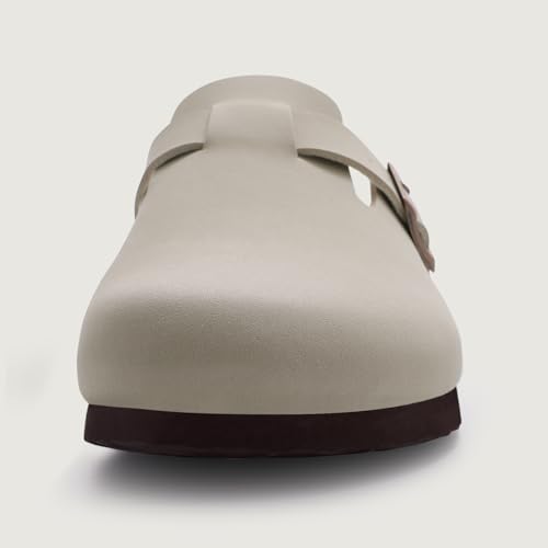 Image of KIDMI Unisex Vegan Suede Clogs Leather Mules Womens Mens Cork Footbed Potato Shoes with Arch Support