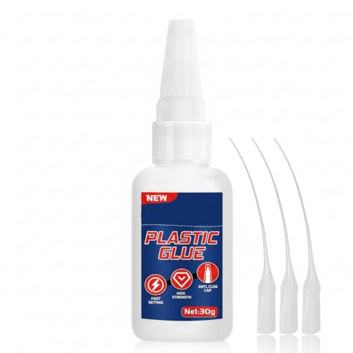 Industrial-Strength Super Glue for Plastic - Cyanoacrylate Adhesive for PLA/Acrylic/ABS Models Waterproof & Heat-Resistant (30g Tube with Anti-Clog Cap Sets in 10 Seconds)