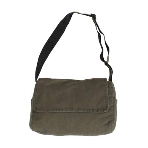 Sac université toile vintage vert olive grand volume
