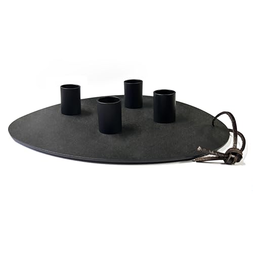 anaan Palux Porte Bougies Set de 4 Bougeoirs Noirs Magnétiques en Métal avec Plateau Bougeoirs pour Chandelles Design Moderne Noël Avent Cadeau