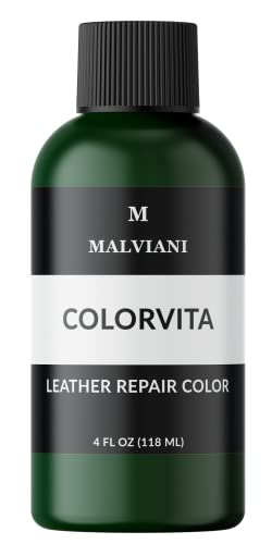 MALVIANI Leather Repair Color Restorer - Dark Green - Repair Sofa, Furniture, Couch & Car Seat - 4 oz.