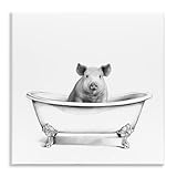 Stupell Industries Hog in Bath Tub Minimal Bathroom Sketch,5 cm