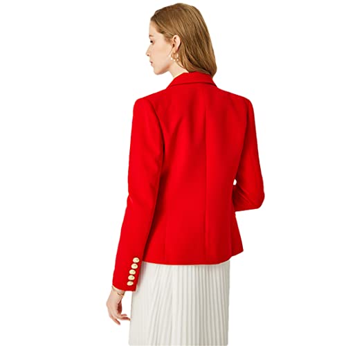 Alloaone European American Women Casual Blazer Double Breasted Red Blazers3