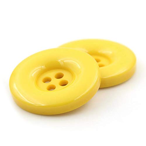 ZssmGood 15mm 20mm 25mm 30mm 38mm 4 Loch Kunststoff Harz Runde Knöpfe Farbe Knopf Fit Nähen Scrapbooking DIY, Gelb, 25mm 17St Cover