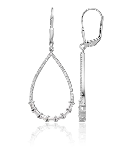 925 Sterling Silver Cubic Zirconia CZ Teardrop Drop Dangle Earrings