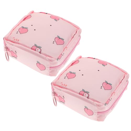 BELLIFFY Bolsa Pequeña para Compresas Menstruales Portátil y Ligera 2 Unidades Color Melocotón Adecuado para Viaje y Almacenamiento Higiénico Femenino