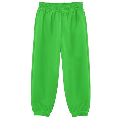 ODAWA Pantalones deportivos de viaje para niños de 3 a 10 años, color verde mar claro con bolsillos con cremallera, Verde lima, 9-10 años