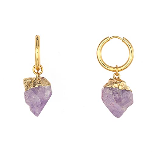 Boucles d'oreilles vacances pierre violette et or pour vos soirées d'été