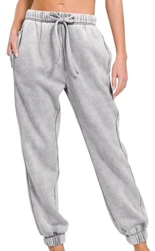 BluNight Women Cotton Wash Fleece Casual Relax Sweatpants Lounge Pants Jogger