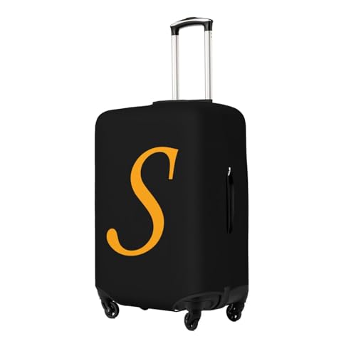 Black Golden Letter S Luggage Cover Washable Elastic Suitcase Cover Anti-Scratch Travel Luggage Protector Covers for Kids Adult L fits 25-28 inch Suitcase2