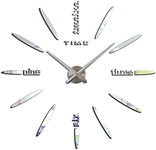 Horloge 3D DIY miroir pour salon moderne et bureau contemporain