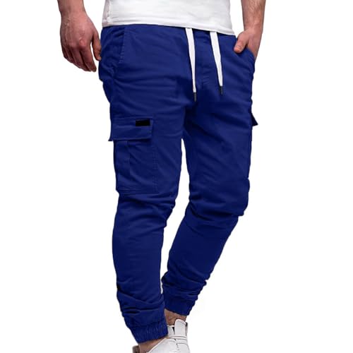 Mens Cargo Pants Jogging Bottoms Casual Drawstring Waist Comfy Workout Hiking Pants with Pocket Sweatpants for Men