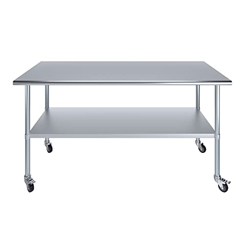 Image of AmGood 72 inch Long x 36 inch Deep Stainless Steel Table with Casters