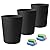 YGJT Small Trash Can, 3 Pack 1.8 Gallons Bathroom Trash Can, Slim Waste Basket, Round Garbage Can, Plastic Trash Bin for Kitchen, Dorm, Bedroom, Office, Living Room, Study, Compact Spaces(Black)