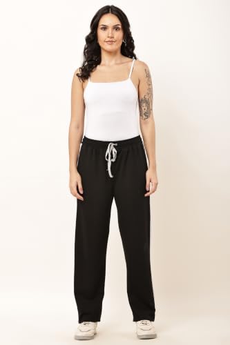 Image of Women's Loose Fit Track Pants - Polycotton Joggers with Elastic Waistband & Side Pockets | Lower Comfortable for Gym, Running & Casual Wear